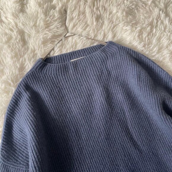 Unive Sweater Wool Blend Washable Raccoon Ribbed Pullover Blue - Picture 2 of 6